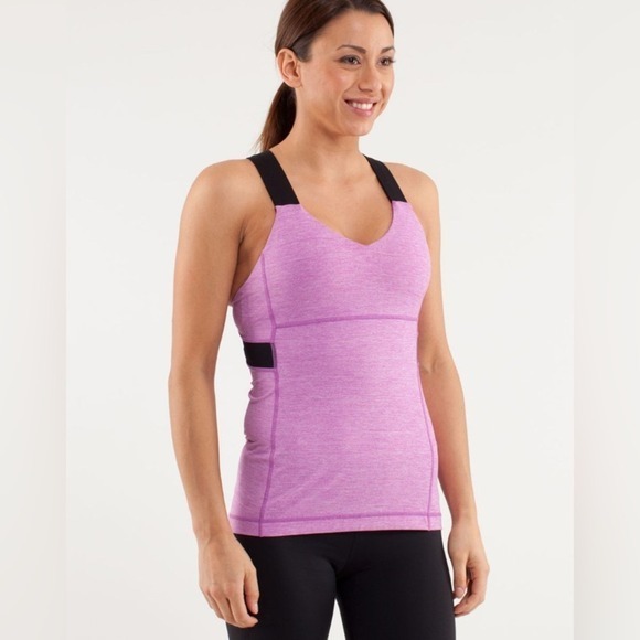 Lululemon Push Your Limits Tank Heathered Ultra Violet/Black Size 6 EUC - Picture 1 of 8